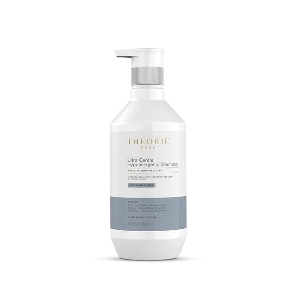 Theorie Pure Ultra Gentle Hypoallergenic Shampoo - Plant-Based & Vegan - Conditions & Soothes Itchy & Allergy Prone Skin - Fragrance-Free - Suited for Sensitive Scalp, Pump Bottle 400mL