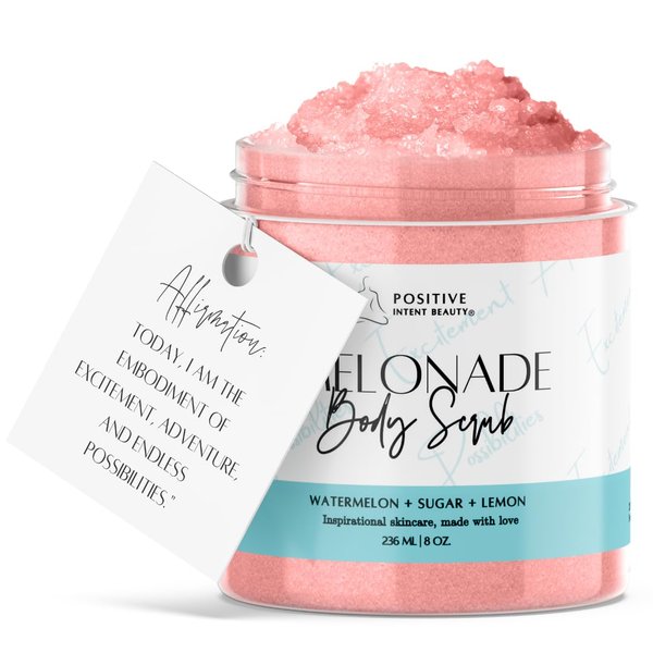 Positive Intent Beauty Aromatherapy Body Scrub for Glowing Skin, Exfoliating Sugar and Soothing Extracts to Nourish, Dull Skin 8oz (Watermelon)