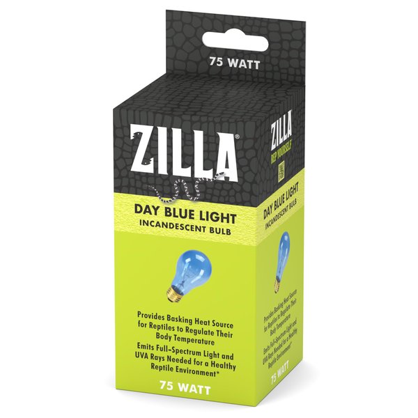 Zilla Reptile Terrarium Incandescent Heat Bulb, Day Blue, 75 Watts