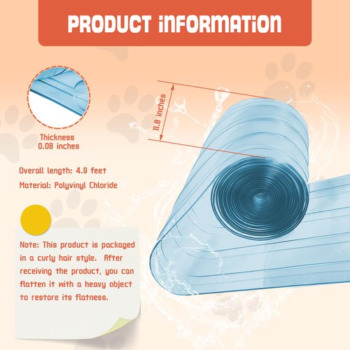 Dog Door Replacement Flaps, Doghouse or Kennel Door Flap, Pet Products and Supplies，Safe Plastic Vinyl Strip for DIY Doghouse or Cat Door (7.9 in x 4.9 ft)