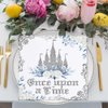 Fitumiw 80Pcs Once Upon a Time Paper Napkins Fairytale Princess Disposable Napkins for Girl's Birthday Castle Printed Decorative Napkins for Party Supplies Table Decor (Blue and Silver)