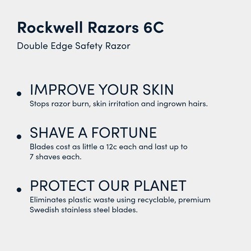 ROCKWELL RAZORS 6C Gunmetal Chrome Double-Edge Safety Razor with 6 Adjustable Shave Settings and 5 Blades