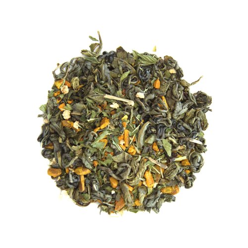 Grindstone, Organic Turmeric Green Tea, Whole leaf Ceylon Green Tea with Turmeric root, Indian Gooseberry, Lemongrass, PET Kilner Jar with latch, 2 oz Each container, Pack of 2