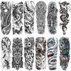 CUTELIILI Halloween Full arm temporary tattoo,12sheets (L19“xW7”) Sleeve Tattoos temporary, Demon Fake Tattoos That Look Real, Tiger Dragon Koi Evil Eyes