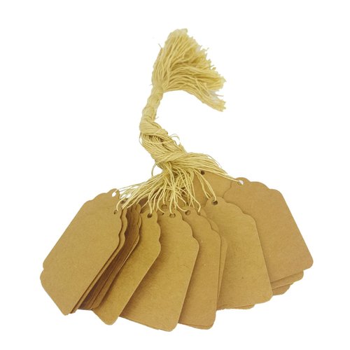 100 Pcs of Natural Kraft Paper String Tags, Price Tags, Elegant String Tags Perfect for Gifts, Promotions, Events, or Boutiques (2 3/16" X 1 7/16", Natural Kraft)