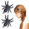 2 PACK Halloween Black Spider Pins Hair Clip Vintage Rhinestone Gems Stamper Bobby Pin Hair Accessories for Women