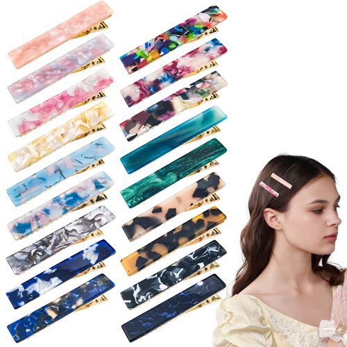 DonLeeving 18 PCS Acrylic Resin Hair Clip, Tortoise Shell Hair Barettes Alligator Hairpin for Women Thick Thin Hair Fashion Pretty Decorative Small Hair Clips Hair Accessories