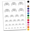 Hands Making Heart Temporary Tattoo Water Resistant Fake Body Art Set Collection - Black (One Sheet)