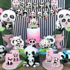 KEFAN Panda Birthday Party Decorations for Girls, Cute Cartoon Panda Birthday Party Supplies including HAPPY BIRTHDAY Banner, Cake Toppers, Table Centerpieces, Candy Bags, Panda Foil Balloons, Panda Print Balloons for Girl's Birthday Party Baby Shower