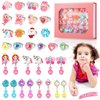 32-IN-1 Little Girls Jewelry Rings, Adjustable Toddler Ring in Box with 7 Pairs Clip On Earring, No Duplication Princess Dress Up Toy for Kids, Gift for 3 4 5 6 7 8 9 Year Old Girl Birthday Xmas Gifts
