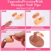 Nail Practice Finger for Acrylic Nails, 3PCS Adjustable Fake Mannequin Fingers with 1PC Acrylic Finger Base and 100PCS Brown Nail Tips, Movable Flexible Training Fake Finger Nail to Practice Nail Art