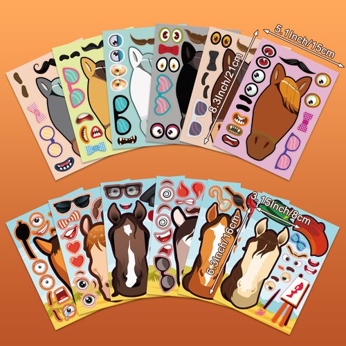 24 Horse Stickers,Horse Stickers for Kids, Suitable for Children Learning to Walk, Making Face Stickers, LYMXsd Making Their Own Horse Stickers, Pony Themed Party Supplies Crafts.12 Styles