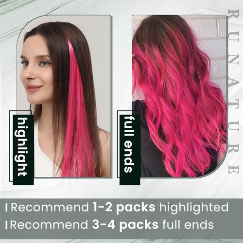 RUNATURE Itip Human Hair Extensions 18 Inch I Tip Hair Extensions Human Hair Hot Pink I Tip Hair Extensions Pink Human Hair I Tip Extensions Pre Bonded I Tip Hair Extensions Pink for Highlight 25g 25s