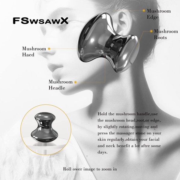 FSwsawX 2PCS Terahertz Mushroom Gua sha Facial Tool,Ice Melting Terahertz Massager for Spa Relaxing Meditation Face Eyes Roller Massage