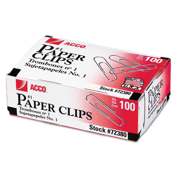 ACCO Premium Paper Clips, Size #1, 100/Box, 10 Boxes/Pack