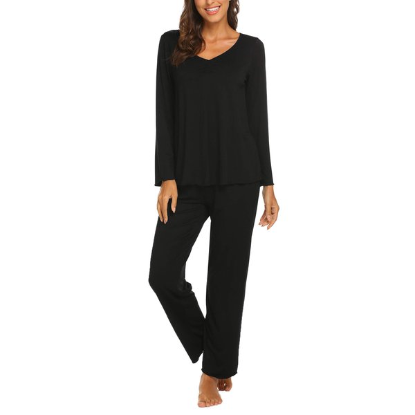 Ekouaer Pj Set for Women Long Sleeve Pajama Sets Two Piece Loungewear Soft Pajamas Top and Pants Sleepwear Pjs