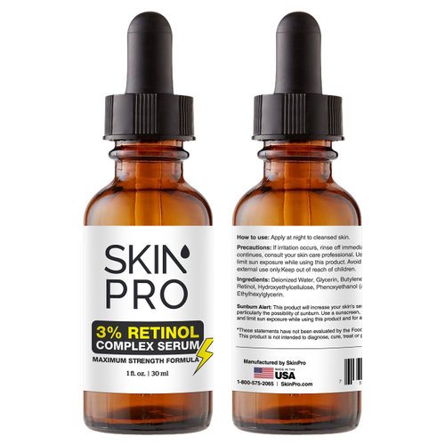SkinPro Extreme Retinol Serum for Face - Rapid Wrinkle Repair Face Moisturizer for Women, Physicians Formula, Retinol Serum 3% with Hyaluronic Acid, Home Safe, (1 fl oz)