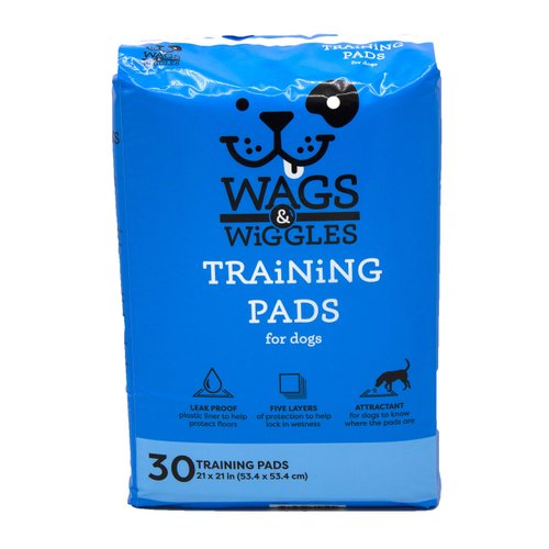 Wags & Wiggles Training Pads For Dogs, 30 Count | Puppy Pee Pads For Dogs | Absorbent and High Quality Dog & Puppy Supplies for Dog Training and House Training