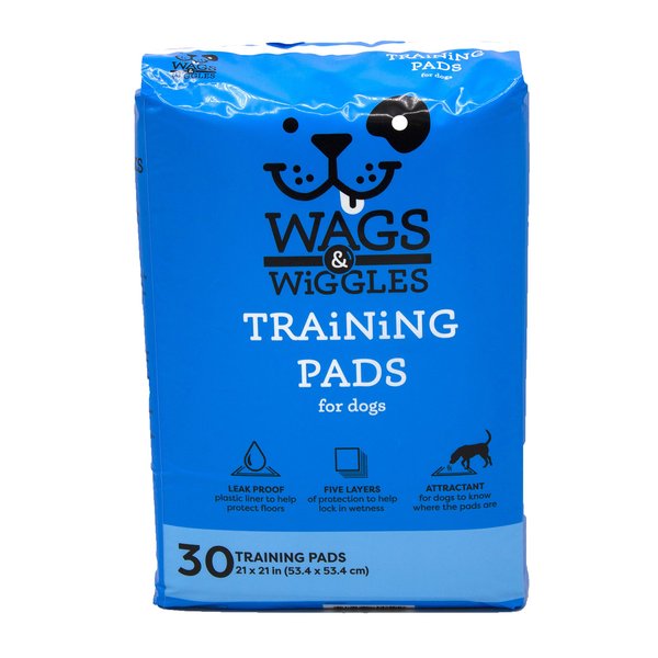 Wags & Wiggles Training Pads For Dogs, 30 Count | Puppy Pee Pads For Dogs | Absorbent and High Quality Dog & Puppy Supplies for Dog Training and House Training