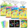 ZMLM Scratch Art Party Favors: 4 Pack Rainbow Scratch Paper Art Set for Kids 3-12 Years Old Art and Craft Notebook Girl Boy Birthday Gift Goodie Bag Stuffers(5 Wooden Stylus & 4 Drawing Stencils)