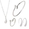 4PCS 925 Sterling Silver Jewelry Set for Women Teardrop Pendant Necklace Earrings Bracelet Ring Fit with Party Meeting Dating Wedding Daily Birthday Gift