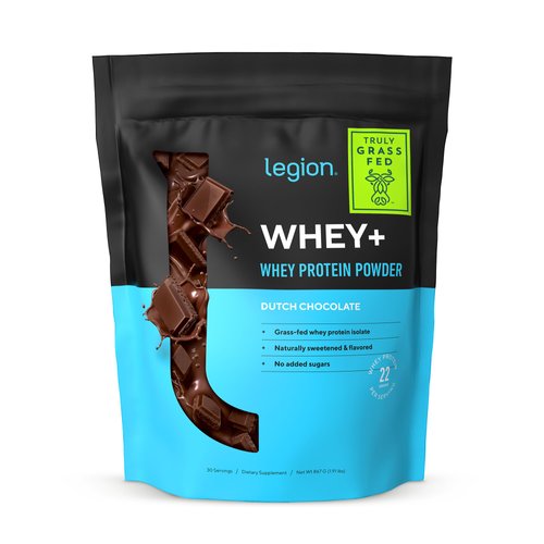 LEGION Whey+ Chocolate Whey Isolate Protein Powder from Grass Fed Cows - Non-GMO, Lactose Free, Sugar Free, Natural Whey Protein Isolate 30 Servings