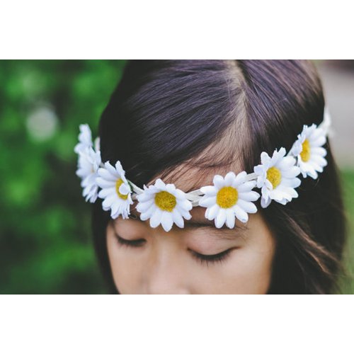 Floral Fall Boho Sunflower Crown Hippies Daisy Hair Wreath Bridal Headpiece Photo Props DY-01 (White)