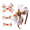 Vsdski Fall Headband Turkey Bow Hair Clips Cute Cartoon Hair Bands Set Thanksgiving Bows Hair Accessories for Woman Girls Brown Bowknot Hair Bands Autumn Harvest Party Headpiece Decor 4PCS
