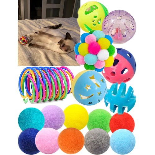 HEUHAI Interactive Cat Toys Variety Pack 20-Piece Cat Enrichment Toys for All Ages Spring Toys Bell Balls & Plush Toys to Stimulate Bored Indoor Cats