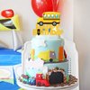 Glitter School Bus Cake Topper Happy Birthday Theme Cake Decor, Child Boys Girls School Themed Party Supplies