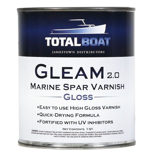 TotalBoat - 409314 Gleam Marine Spar Varnish, Gloss and Satin Polyurethane Finish for Wood, Boats and Outdoor Furniture (Clear Gloss Quart)