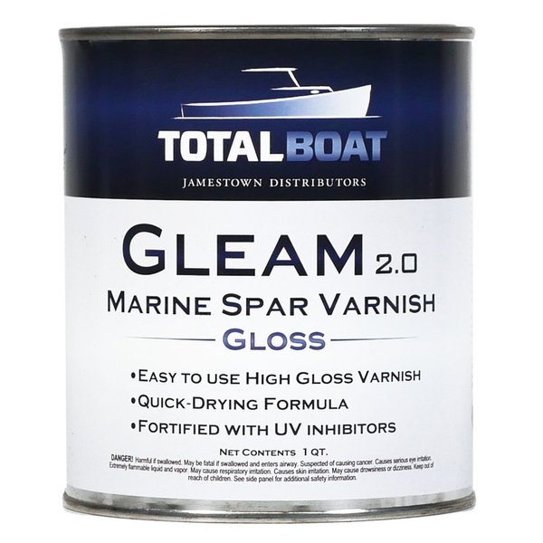 TotalBoat - 409314 Gleam Marine Spar Varnish, Gloss and Satin Polyurethane Finish for Wood, Boats and Outdoor Furniture (Clear Gloss Quart)