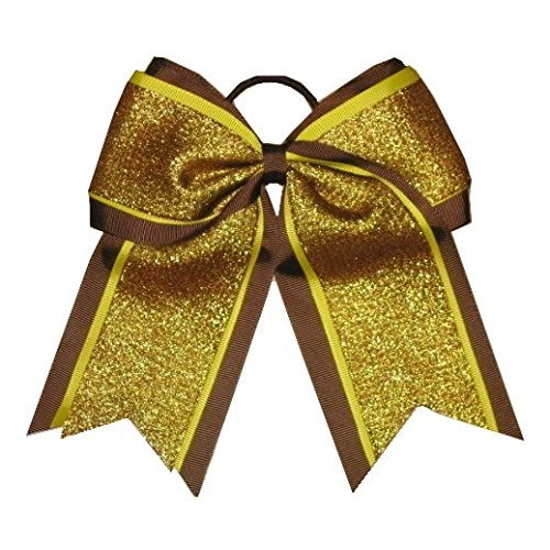 NEW "SHIMMER Brown" Cheer Bow Pony Tail 7 Inch Girls Hair Bows Cheerleading Dance Practice Football Games School Uniform Competition Grosgrain Ribbon Fall Thanksgiving
