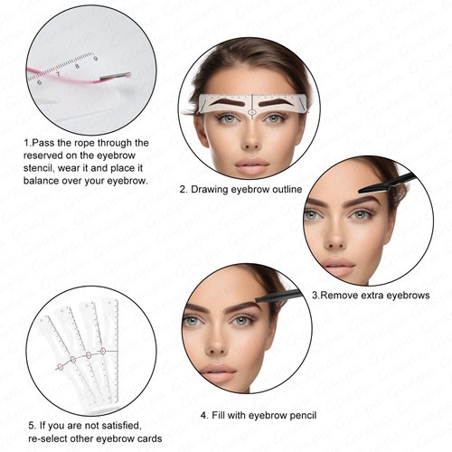 Guapa Eyebrow Shaper Ruler Kit for Beginners – Precision Brow Shaping Tool for Perfectly Aligned Eyebrows – Easy-to-Use DIY Grooming Kit (Eyebrow Template)