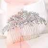 EVER FAITH Austrian Crystal Elegant Flower Leaf Wedding Hair Comb for Bride, Bridesmaid Clear Silver-Tone
