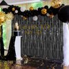 Accevo 3Pack Black Foil Fringe Curtains Party Streamers 3.2ft x 8.2ft Door Streamer Tinsel Streamers Black Party Decorations Photo Booth for Halloween New Year Holiday Celebration Party Decoration