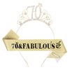 YARIEW 70th Birthday Headband and Birthday Sash + Pearl Pin Set, 70 & Fabulous Crown and Sash, Happy 70th Birthday Decorations for Women, 70th Birthday Gifts for Women, 70th Birthday Party Favor
