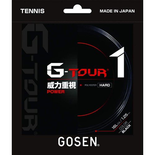 GOSEN G-Tour 1, 16L Black 40' Super Power, HPP Polyester Silicone Oil Coated, Tennis String