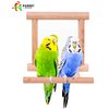 Blessed Family 2 Piece Bird Parakeet Mirror for Cage,Parrot Perch Stand,Wooden Hummingbird Swing Toy,Parakeet Accessories for Cockatiels Conure Finch Lovebird Canary African Grey Macaw