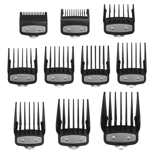 Metal Hair Clipper Guards Guide Combs,from 1/16inch to 1inch(1.5-25mm),Compatible with Wahl Professional Clippers/Trimmer(Black 10 pack)
