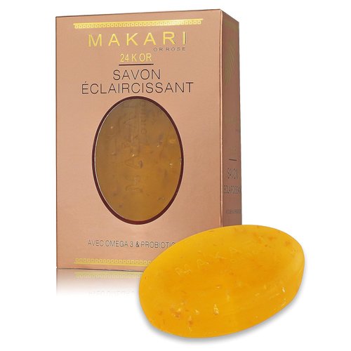 MAKARI 24K Gold Beauty Bar Soap for Face & Body with Omega 3 & Probiotics - Removes Scars, Stretch Marks, Dead Skin, Rejuvenates & Smooths Skin, 5 Oz