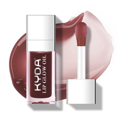 KYDA Hydrating Lip Glow Oil, Moisturizing Lip Oil, Glossy Transparent Plumping Lip Gloss, Tinted Lip Oil for Lip Care and Dry Lips-Black Candy