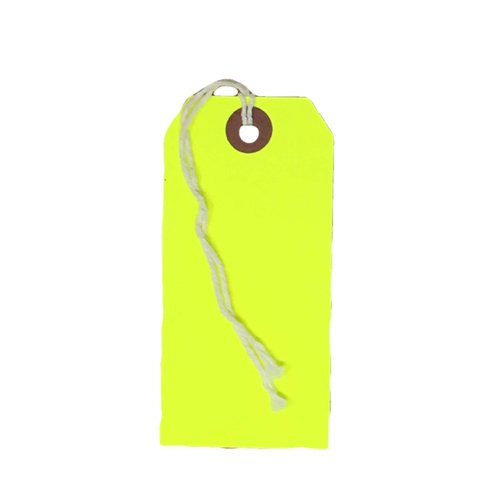 K-Kraft Gift Tags with String Options (#4 = 4.25 x 2.125 inches, PRE-Strung NEON Yellow)