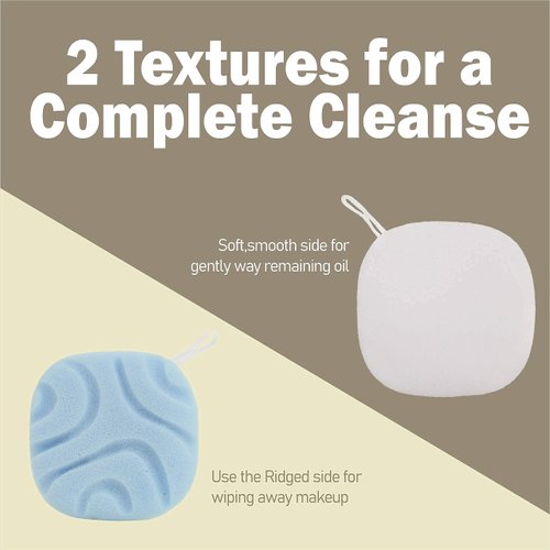 myHomeBody Face Wash Sponges, Face Sponge for Washing Face, Facial Sponges for Cleansing and Exfoliating, Cleansing Sponges for Face, 2 Sides, 2 Textures, 2 Pack