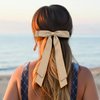 JGQUR Hair Ribbons for Women Long Tail Hair Bow Clips,Coffee Camel Beige White Ribbon for Women's Hair,Barrettes Hair Accessories for Woman Girls Pack of 4