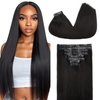 Goulus Seamless Clip in Hair Extensions Real Human Hair Clip Ins Straight 120g 8pcs Invisible PU Skin Weft Clip in Hair Extensions Brazilian Human Hair Extension for Women (16inch,Natural Black)
