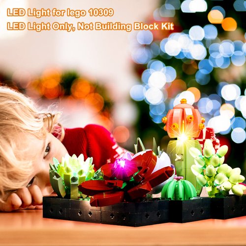 Vaodest LED Light for Lego Succulents 10309 Plant Decor Building Blocks Model,Design and Configuration Compatible with Model 10309(LED Light Only, Not Building Block Kit)