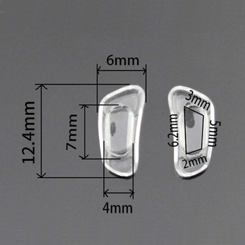 12.4mm Eyeglass Nose Pads D Shape 5 Pairs Pushin Push in Nose Pieces Anti-Slip Soft Silicone Glass Nose Pieces for Glasses Eyeglasses Sunglasses