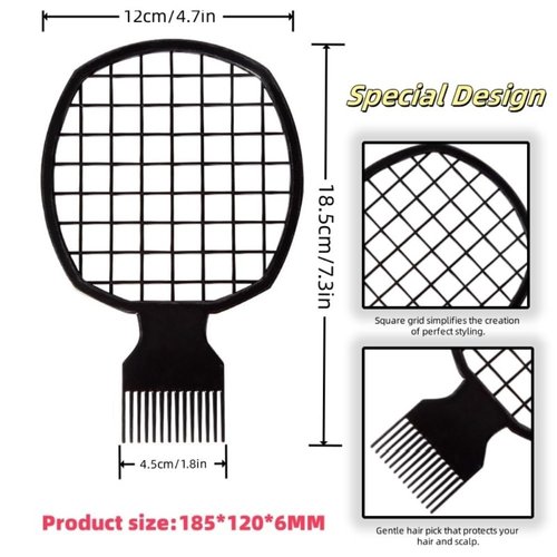 TIKMNO Upgraded 2-Piece Hair Twist Comb Hair Sponge Brush Set - Superior Curl Definition for Men and Women (Black)