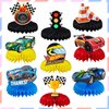 BAJCOHNG Race Car Party Decorations Honeycomb Centerpieces，race car birthday party supplies，race car birthday party supplies，9 Pieces Cars birthday Theme Party Honeycomb Centerpieces